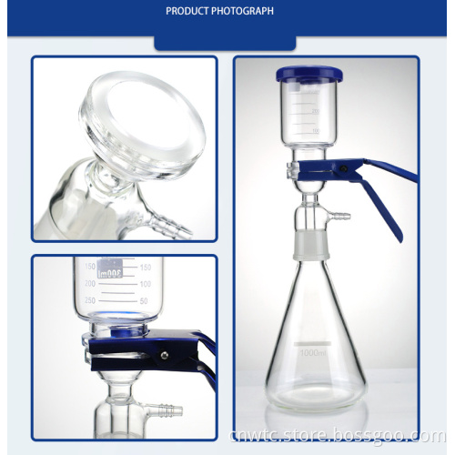Lab Glass Filtration Set: 250ml, 500ml, and 1000ml Vacuum Filtration Equipment